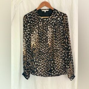 Trina Turk, Women Leopard Print Silk Top, Medium